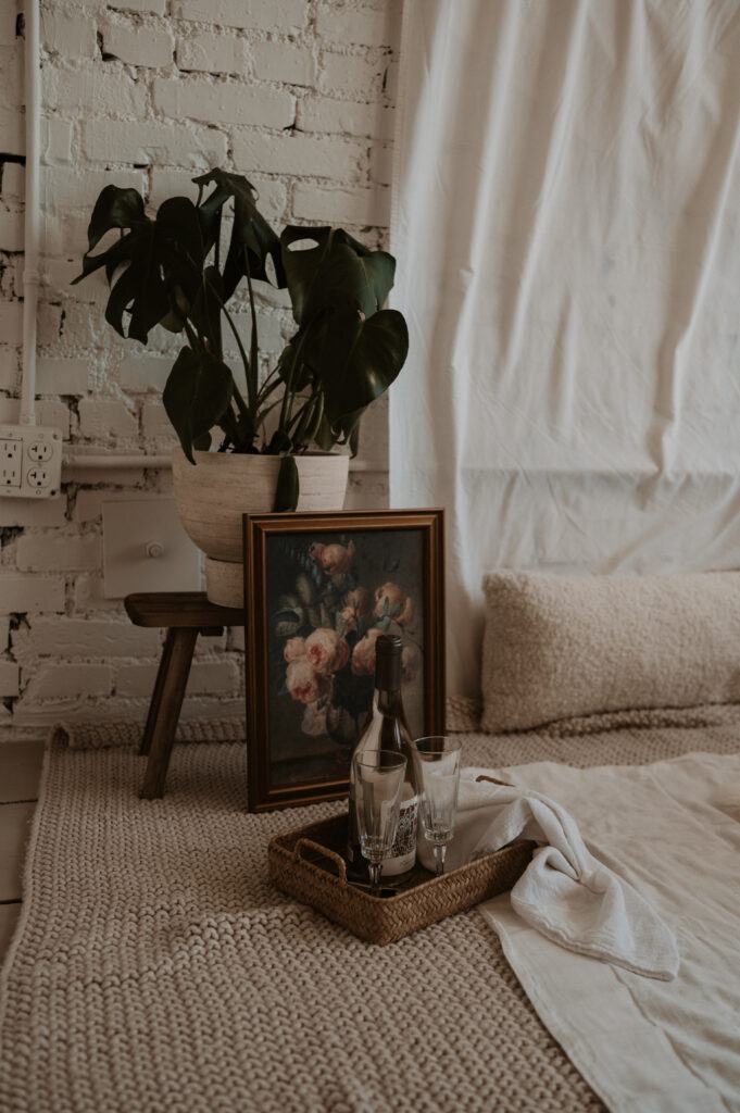 indoor picnic couples shoot