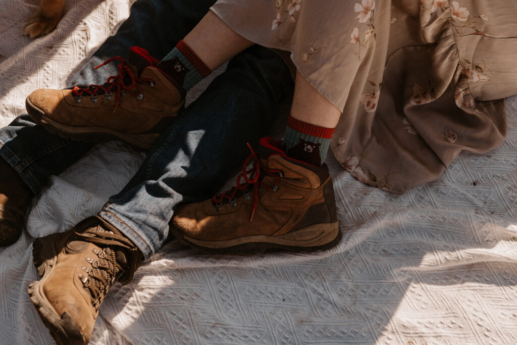 hiking boots and bear socks in north cascades national park