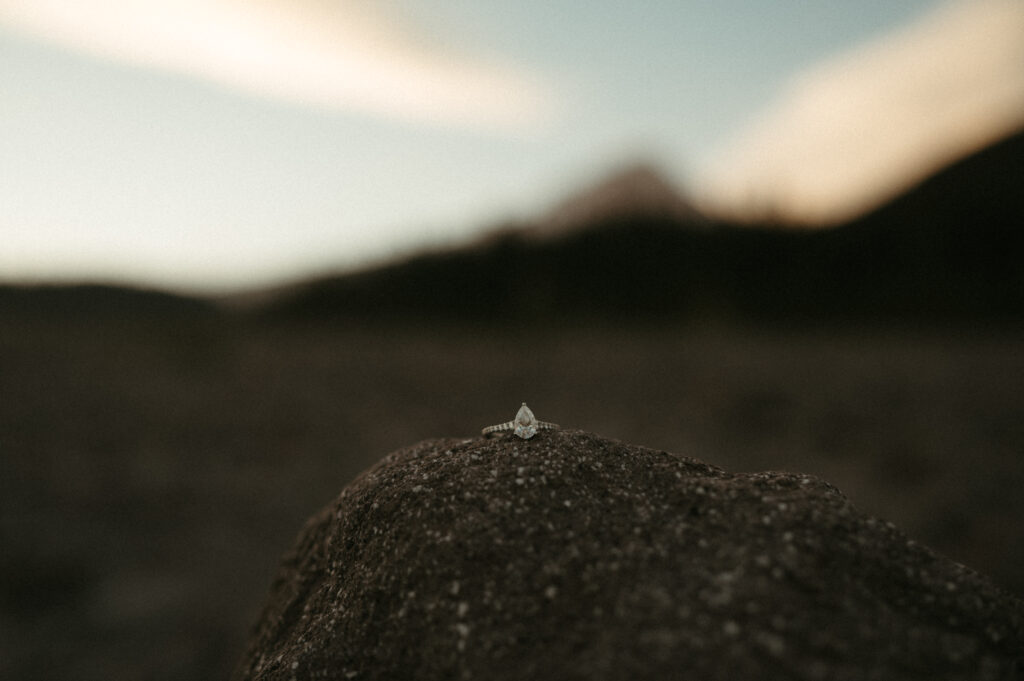 close up of engagement ring