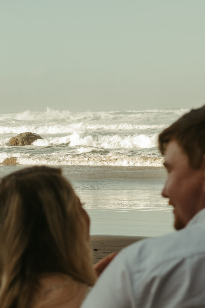 waves near cannon beach during an oregon coast elopement
