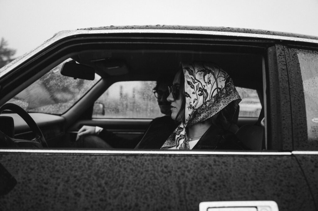 black and white image of couple during their vintage couples session