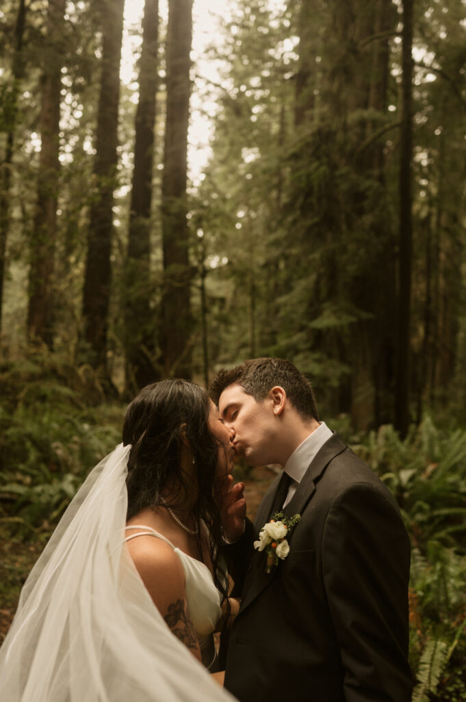 first kiss redwoods elopement